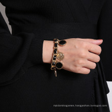 Retro Punk Cool Style Hand Ornaments Female Personality Geometric Figure Circular Pendant Bracelet